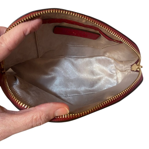 Michael Kors Red Cosmetic Bag with Gold Accents and Zip Pull 7.5x5x3 EUC - Picture 6 of 10